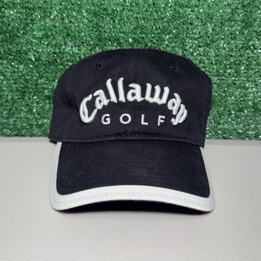 Callaway Golf Hat New Era Mens Black White Embroidered Adjustable Strapback Cap